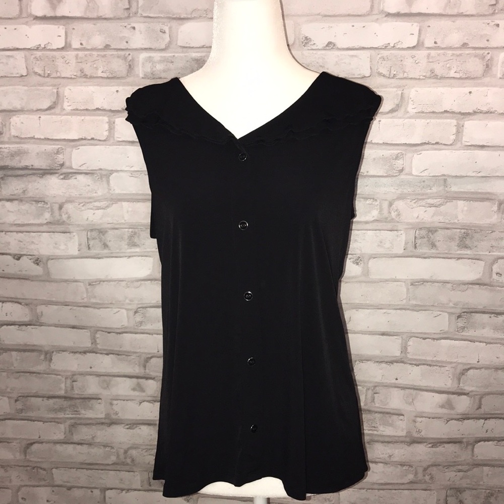 Susan Lawrence black sleeveless blouse size large